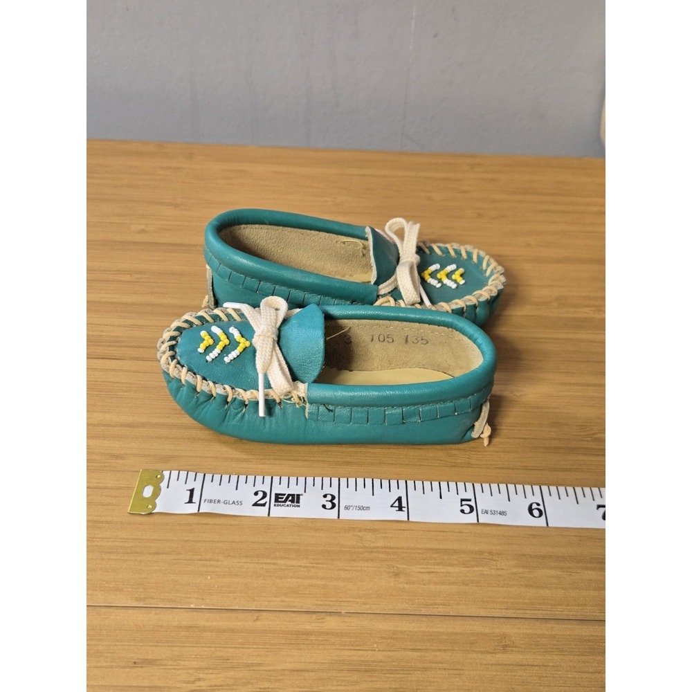 Vintage J.L. Coombs Wigwam Size 3 Toddler Moccasins With Original Box. NEW - Picture 9 of 11